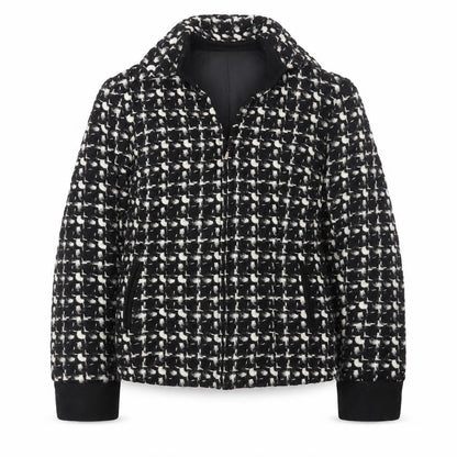 Marks & Spencer Per Una Women's Black Wool Tweed Zip Jacket Size 12