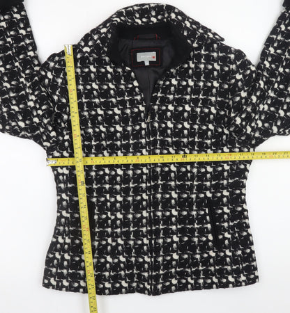 Marks and Spencer Per Una Women's Black Wool Tweed Zip Jacket Size 12