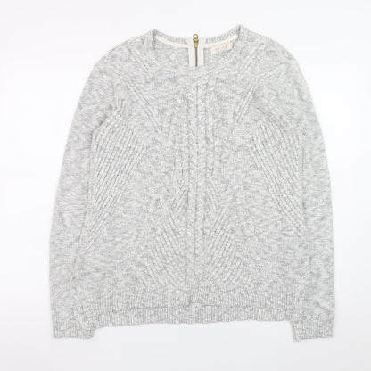 Marks and Spencer Women Grey Cable-Knit Jumper Size 14 Cotton Blend