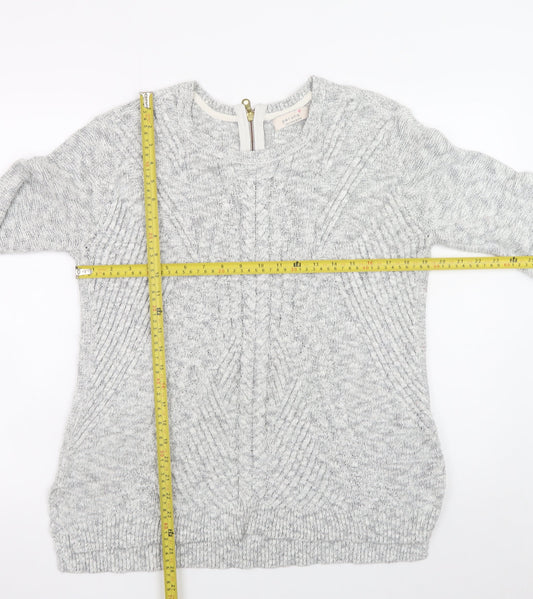 Marks and Spencer Women Grey Cable-Knit Jumper Size 14 Cotton Blend
