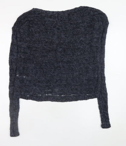Abercrombie & Fitch Women's Blue Open-Knit Pullover Jumper Size S