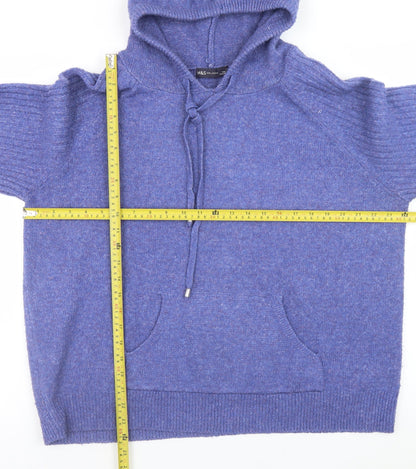 Marks and Spencer Womens Blue Hooded Knit Pullover Jumper Size L