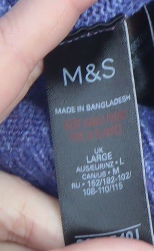 Marks and Spencer Womens Blue Hooded Knit Pullover Jumper Size L