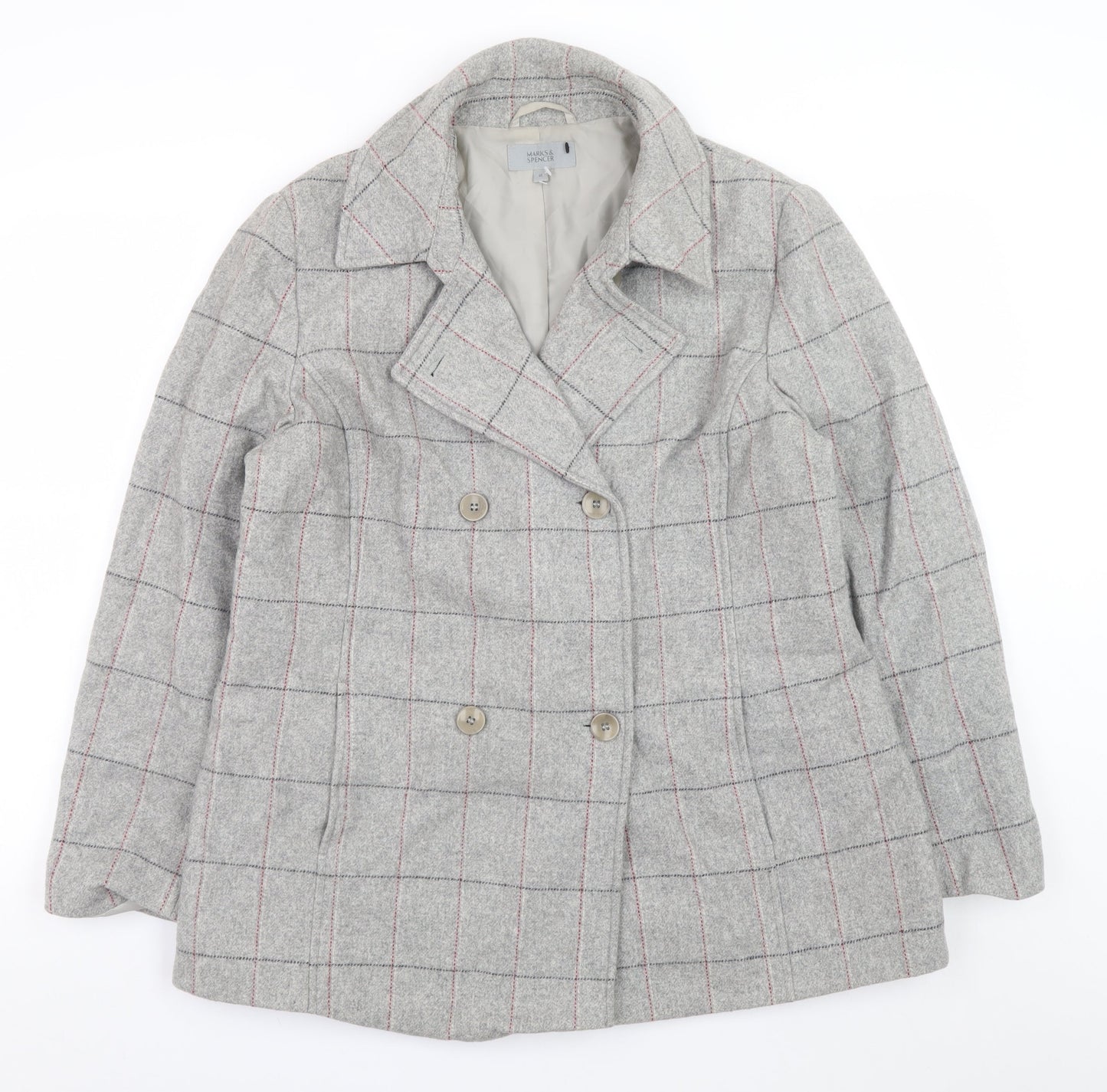 Womens UK Size 16 Marks and Spencer Grey Pea Coat