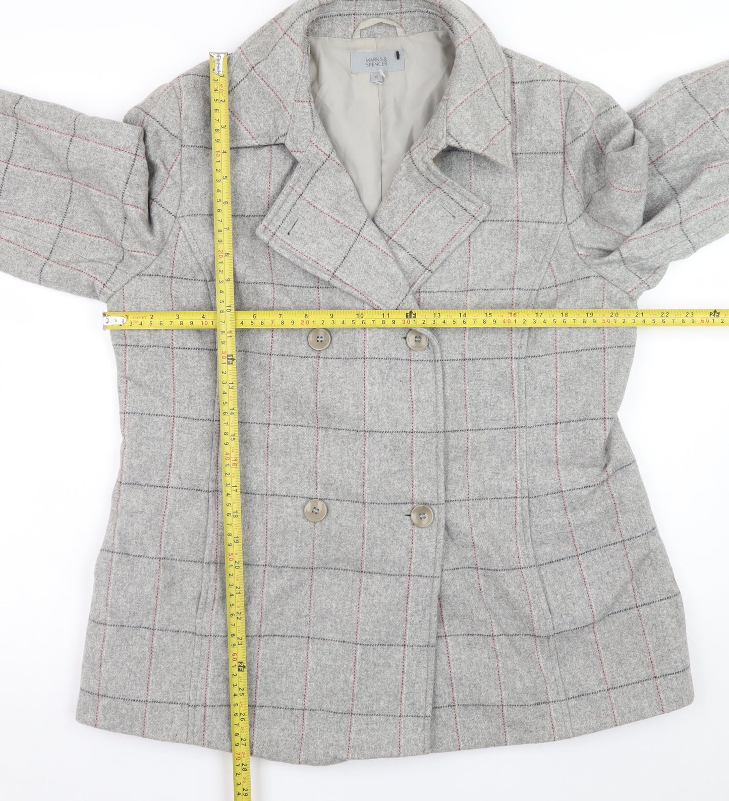 Womens UK Size 16 Marks and Spencer Grey Pea Coat