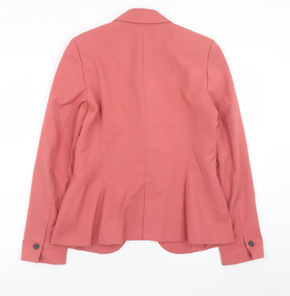 ZARA Women Pink Cotton Blend Single Breasted Blazer Size 8