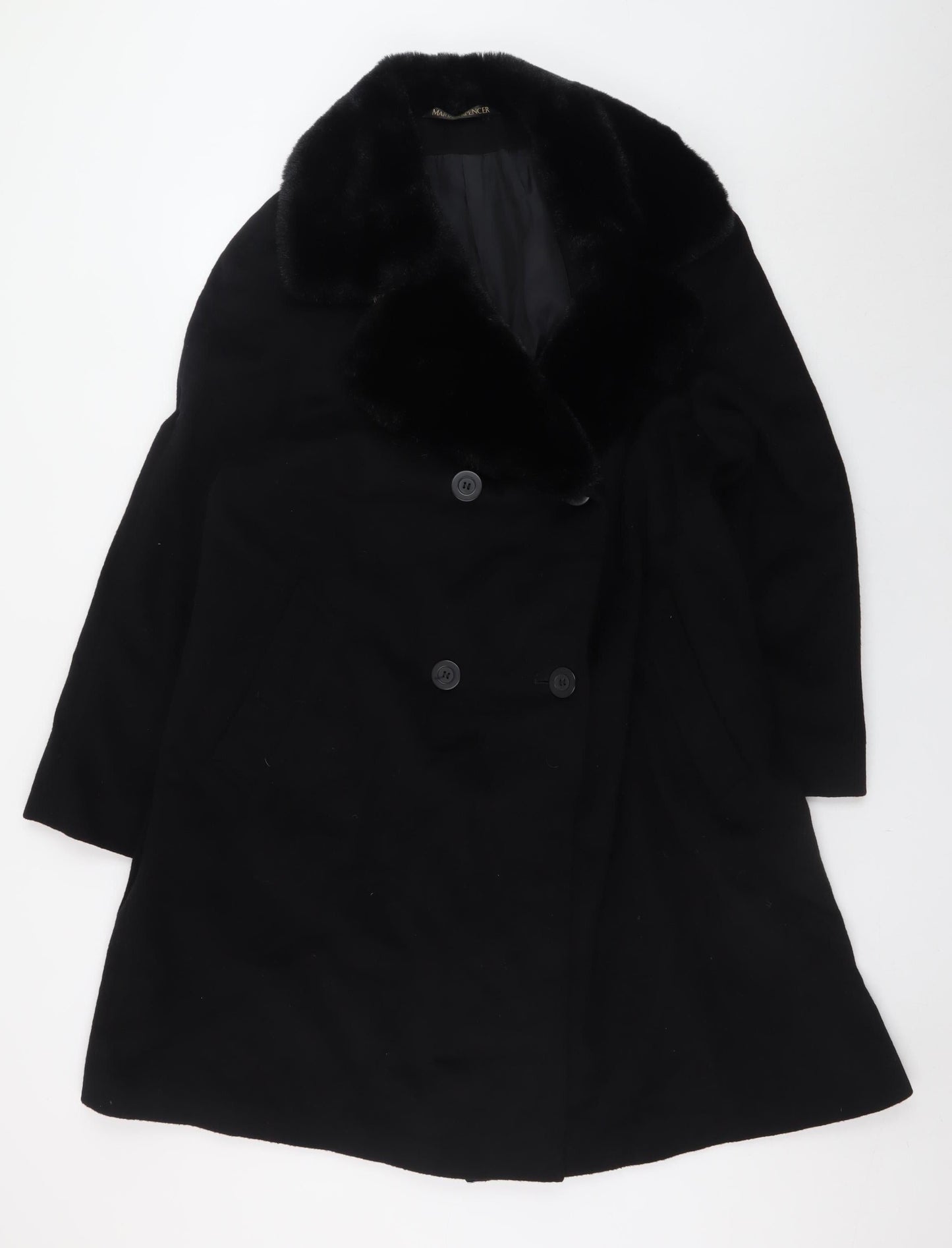 Womens UK Size 14 Marks and Spencer Black Overcoat