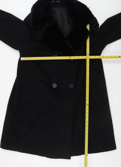 Womens UK Size 14 Marks and Spencer Black Overcoat