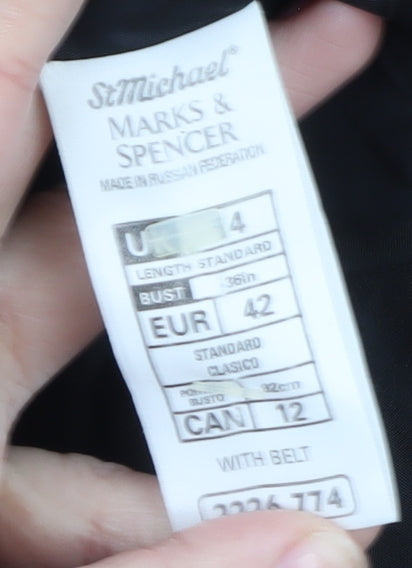 Womens UK Size 14 Marks and Spencer Black Overcoat