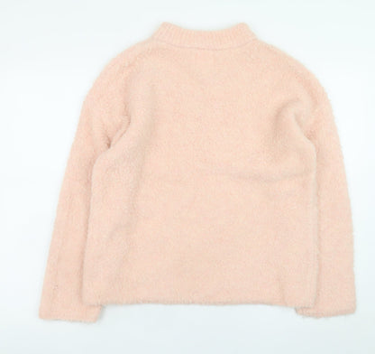 River Island Womens Pink Mock Neck Long Sleeve Pullover Jumper XS