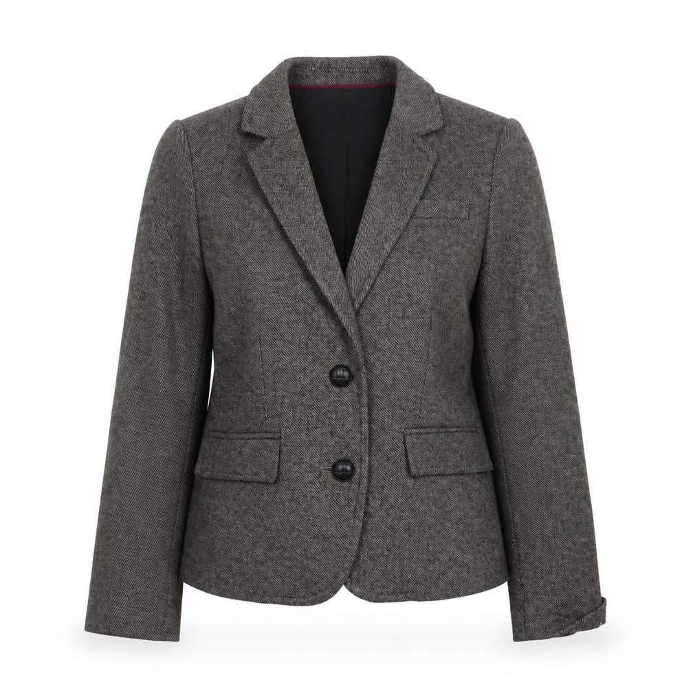 Banana Republic Women's Grey Wool Blend Herringbone Blazer Size 6