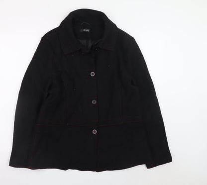 Alexara Women's Black Wool Blend Button Overcoat Size 18