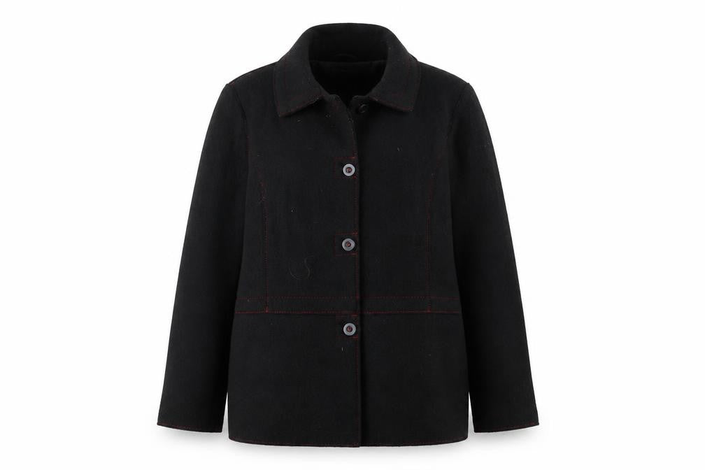 Alexara Women's Black Wool Blend Button Overcoat Size 18