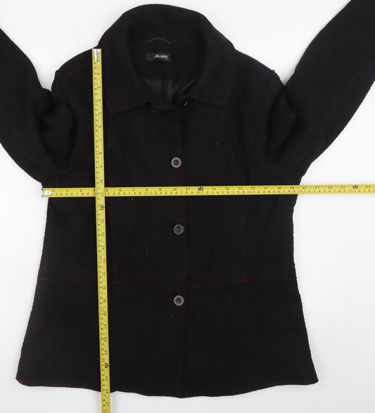 Alexara Women's Black Wool Blend Button Overcoat Size 18