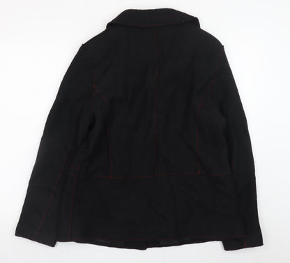 Alexara Women's Black Wool Blend Button Overcoat Size 18