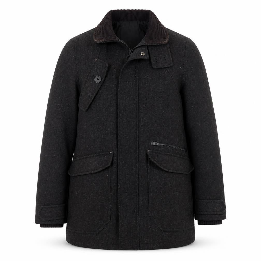 Mens UK Size M Stanley Adams Black Overcoat