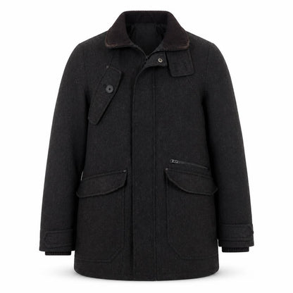 Mens UK Size M Stanley Adams Black Overcoat