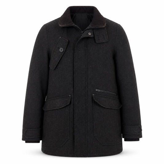 Mens UK Size M Stanley Adams Black Overcoat