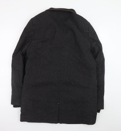 Mens UK Size M Stanley Adams Black Overcoat