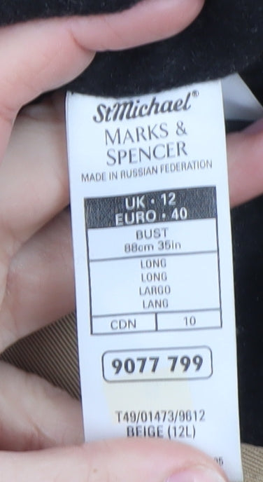 Womens UK Size 12 Marks and Spencer Beige Overcoat