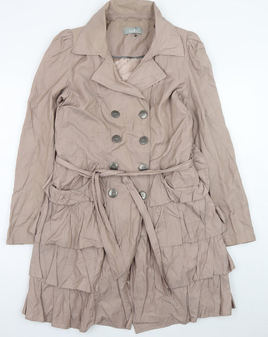 Womens UK Size 12 Wallis Beige Trench Coat