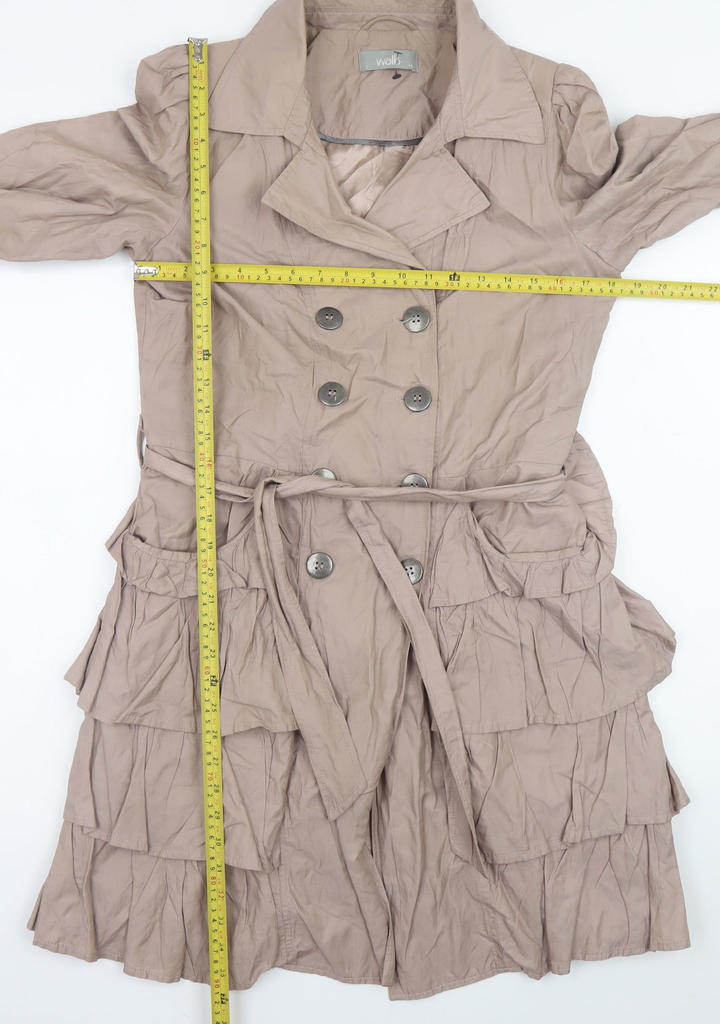 Womens UK Size 12 Wallis Beige Trench Coat