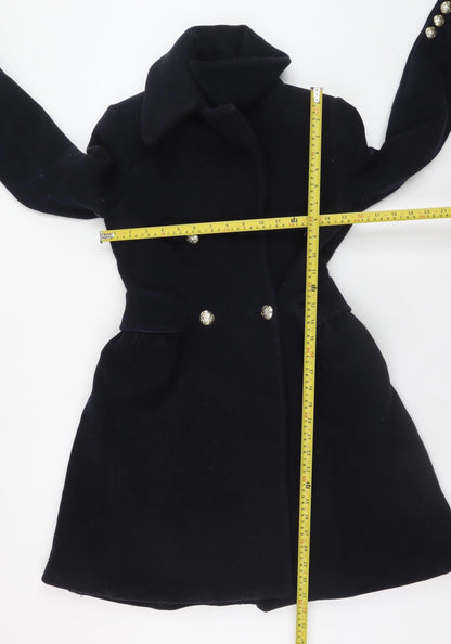 Zara Basic Women's Black Wool Blend Mid-Length Pea Coat Size S