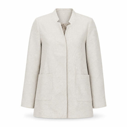 Zara Women Beige Linen Blazer Jacket Size S Casual Mid-Length
