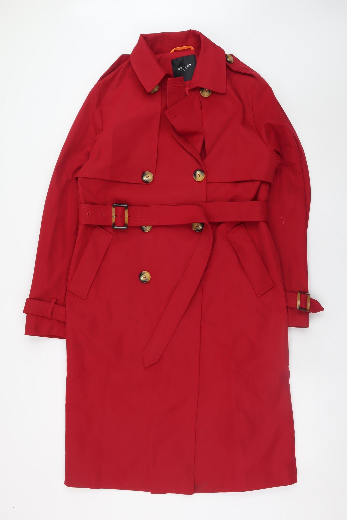 Womens UK Size L Orolay Red Trench Coat