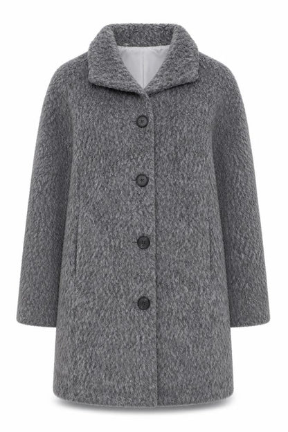 Four Seasons Women’s Grey Wool Look Overcoat Size S Lined Classic Style