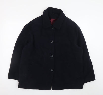 Dorothy Perkins Women's Black Wool Cashmere Blend Overcoat UK 14
