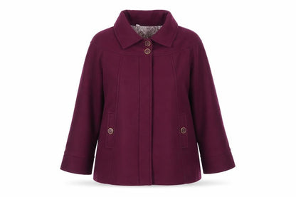 Front view of Anne De Lançay Women's Purple Mid-Length Coat UK 14 Classic Style