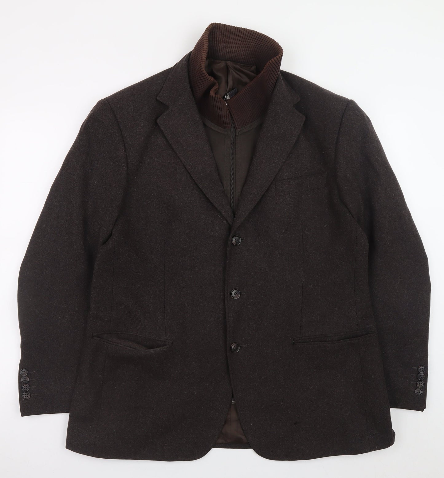 Marks and Spencer Men's Brown Wool Blend Blazer 42 Short Classic Fit