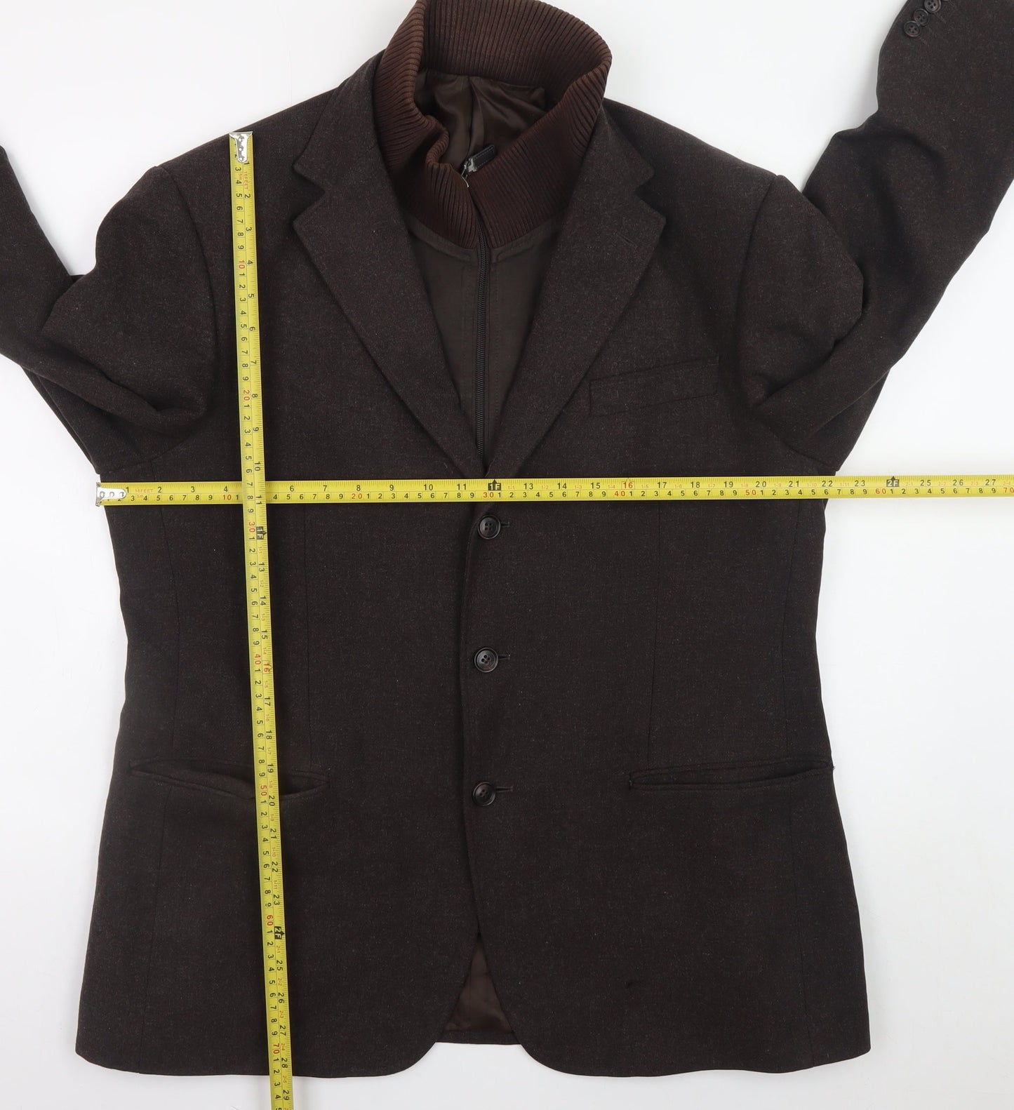 Marks and Spencer Men's Brown Wool Blend Blazer 42 Short Classic Fit