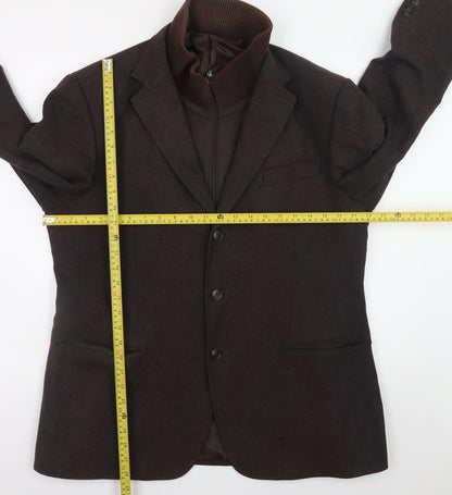 Marks and Spencer Men's Brown Wool Blend Blazer 42 Short Classic Fit