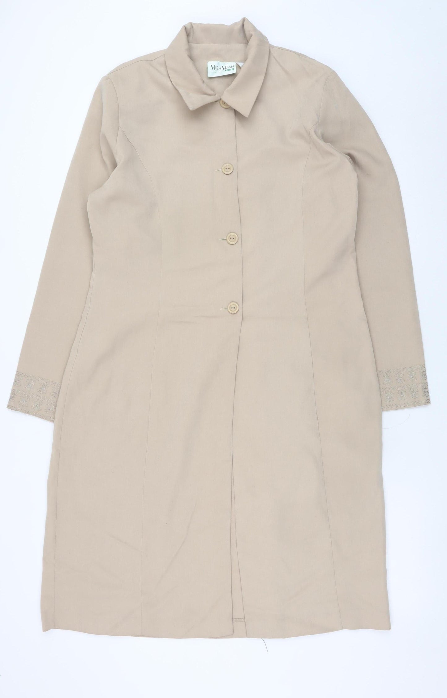 Womens UK Size 10 MishMash Designs Beige Overcoat