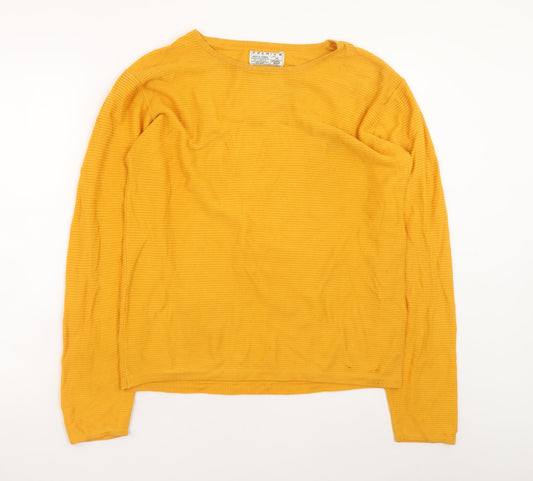 Additional front view of Jack & Jones unisex yellow cotton crew neck jumper medium