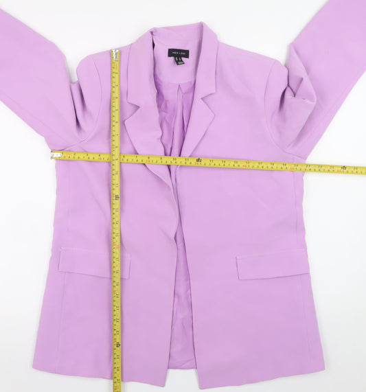 New Look Women Purple Blazer UK 14 Mid-Length Lined Jacket