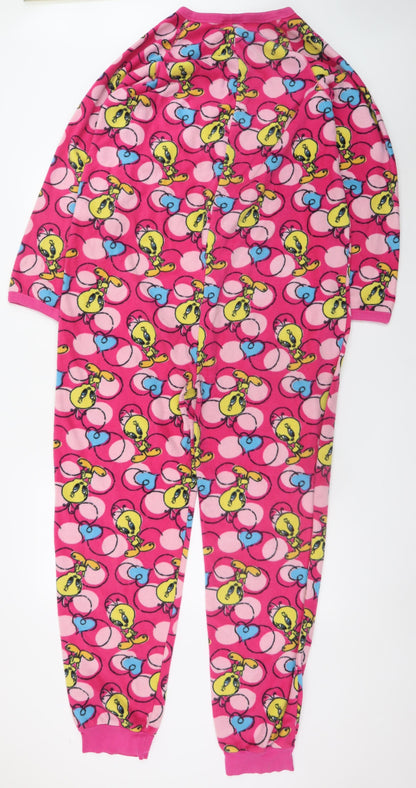 Tweety Women's Pink Fleece One Piece Pyjamas Size 12-14