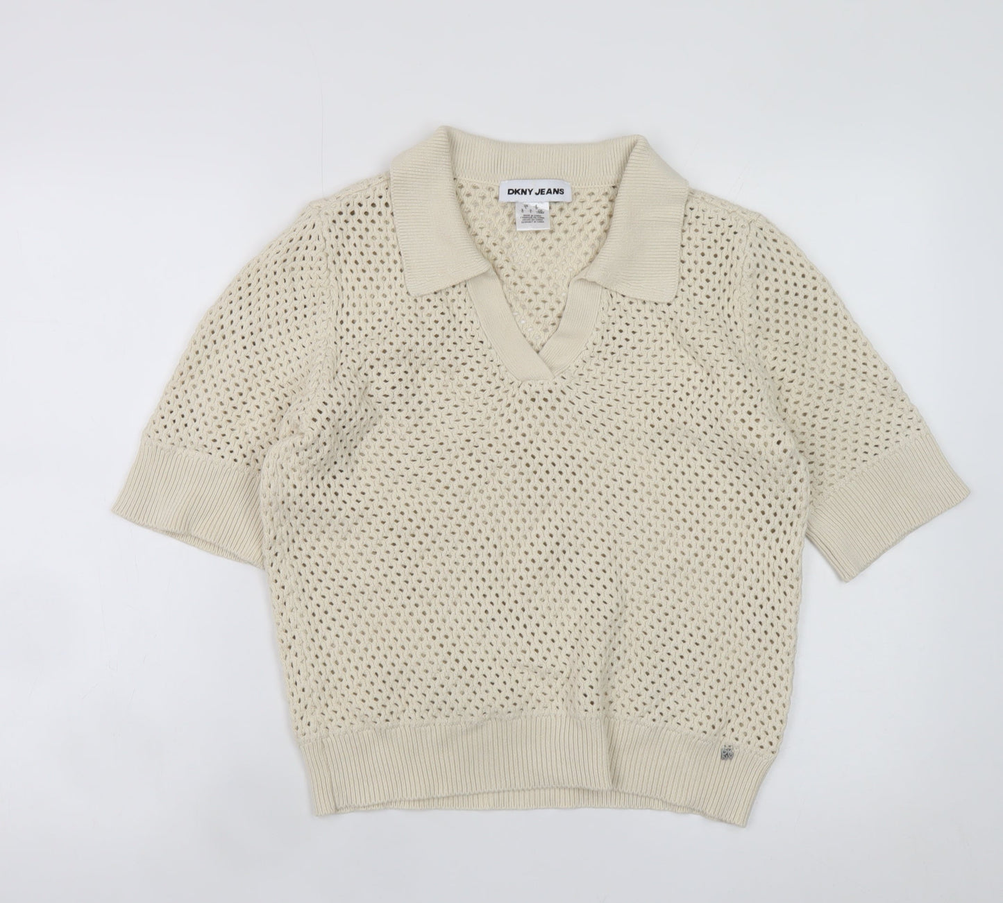Mens UK Size S DKNY JEANS Beige Pullover Jumper