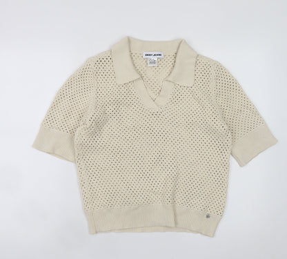 Mens UK Size S DKNY JEANS Beige Pullover Jumper