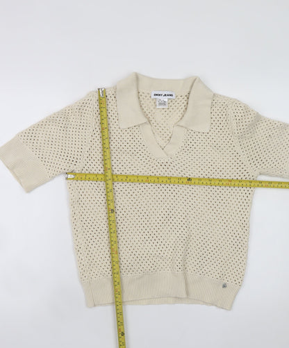 Mens UK Size S DKNY JEANS Beige Pullover Jumper