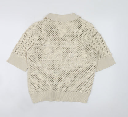 Mens UK Size S DKNY JEANS Beige Pullover Jumper