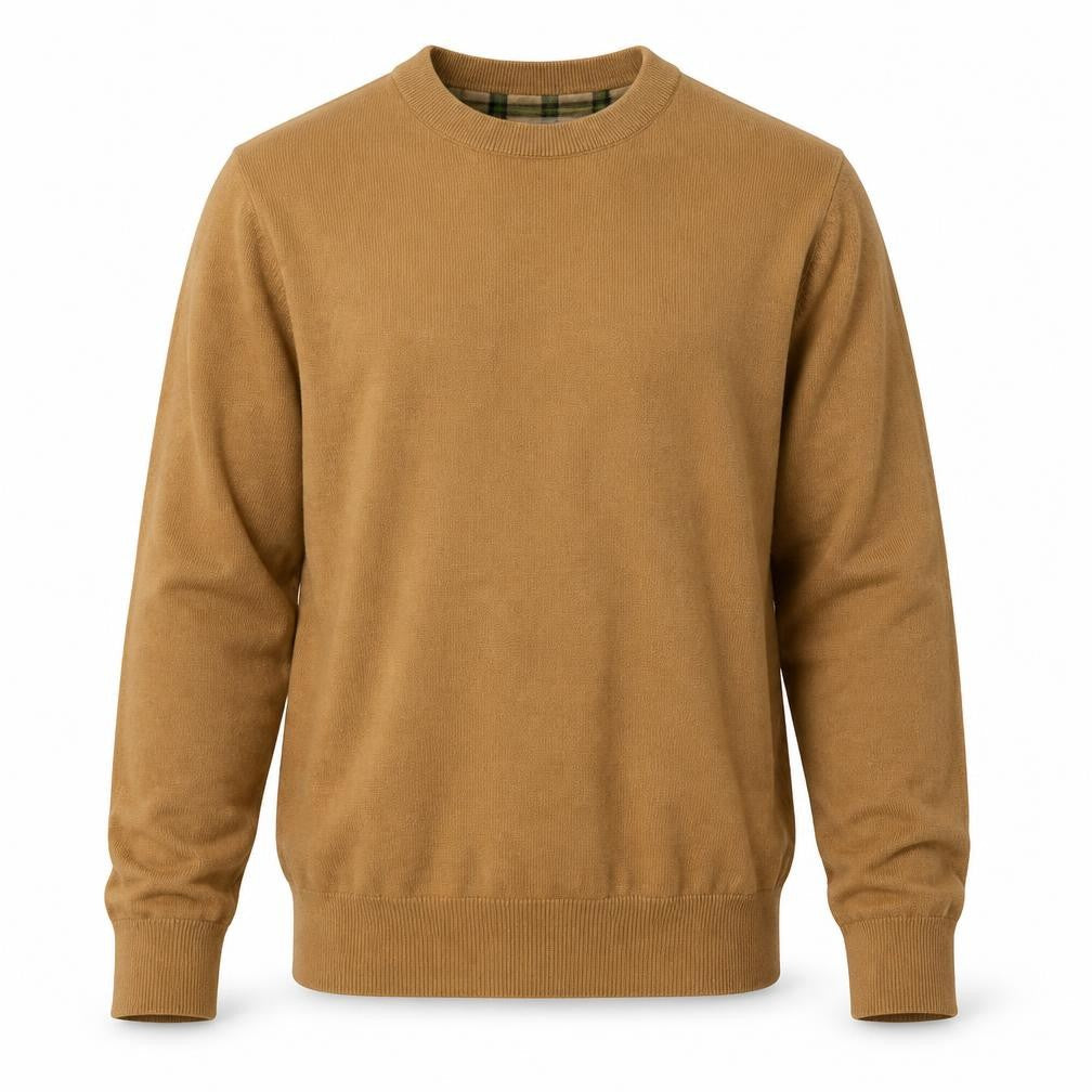 Sterling Men's Beige Cotton Crew Neck Pullover Jumper L