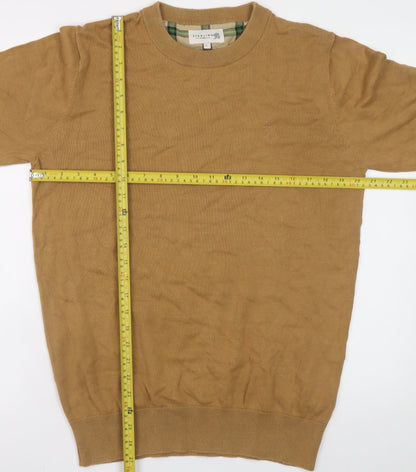 Sterling Men's Beige Cotton Crew Neck Pullover Jumper L