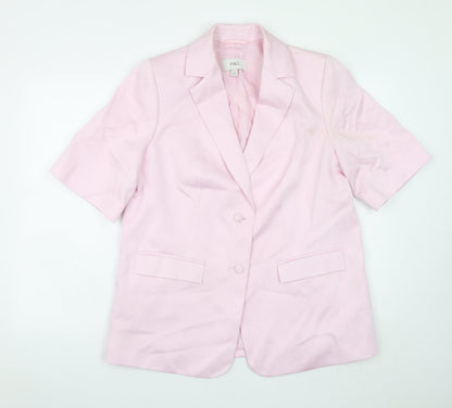 Marks and Spencer Womens Pink Blazer Size 14 Short Sleeve Cotton Blend