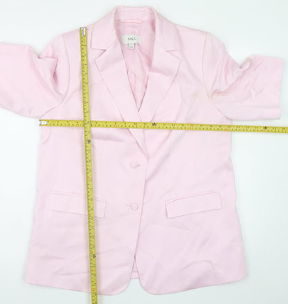 Marks and Spencer Womens Pink Blazer Size 14 Short Sleeve Cotton Blend