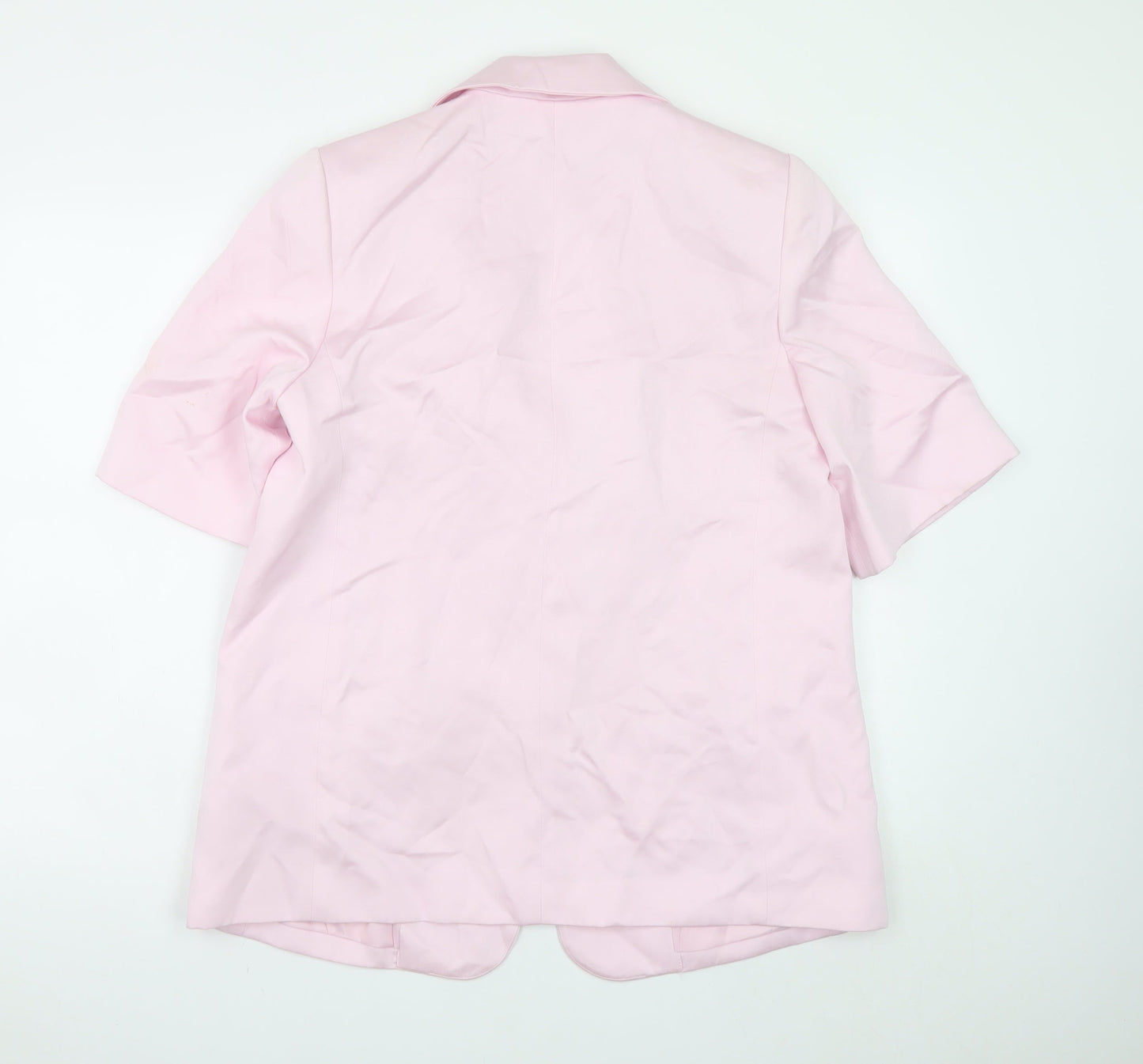 Marks and Spencer Womens Pink Blazer Size 14 Short Sleeve Cotton Blend