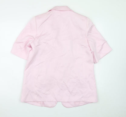 Marks and Spencer Womens Pink Blazer Size 14 Short Sleeve Cotton Blend