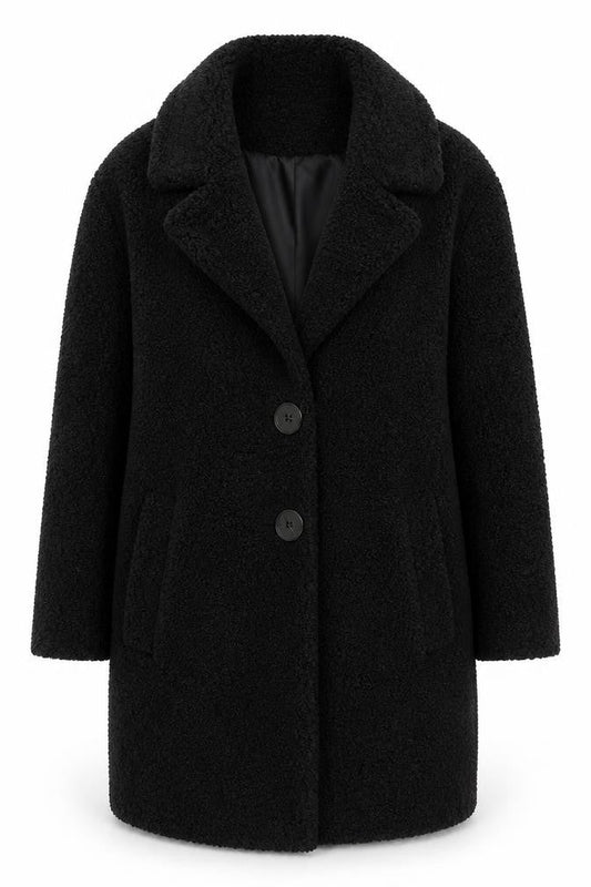 Womens UK Size 10 F&F Black Overcoat